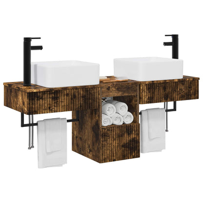 vidaXL Bathroom Cabinet Set 3 pcs Smoked Oak 53 x 35 x 39 cm