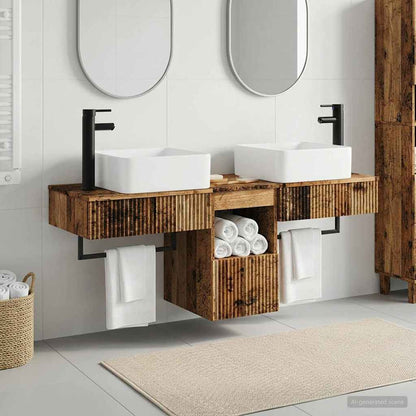 vidaXL Bathroom Cabinet Set 3 pcs Old Wood 53 x 35 x 39 cm