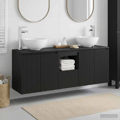 vidaXL Bathroom Cabinet Set 3 pcs Black 49.5 x 35 x 63 cm