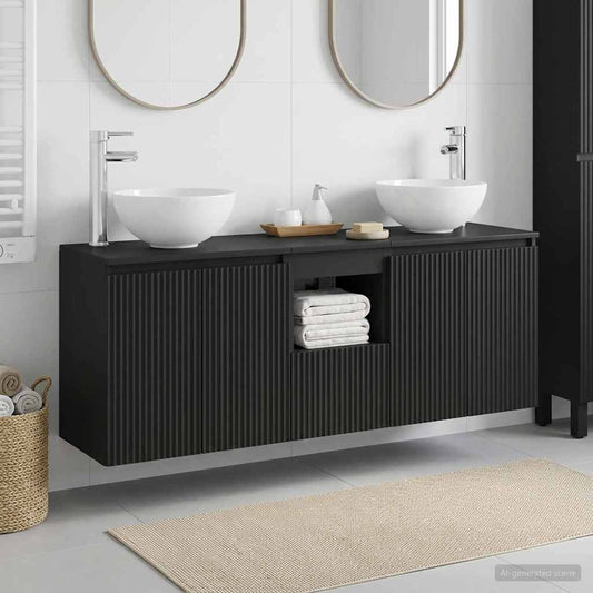 vidaXL Bathroom Cabinet Set 3 pcs Black 129 x 35 x 80 cm
