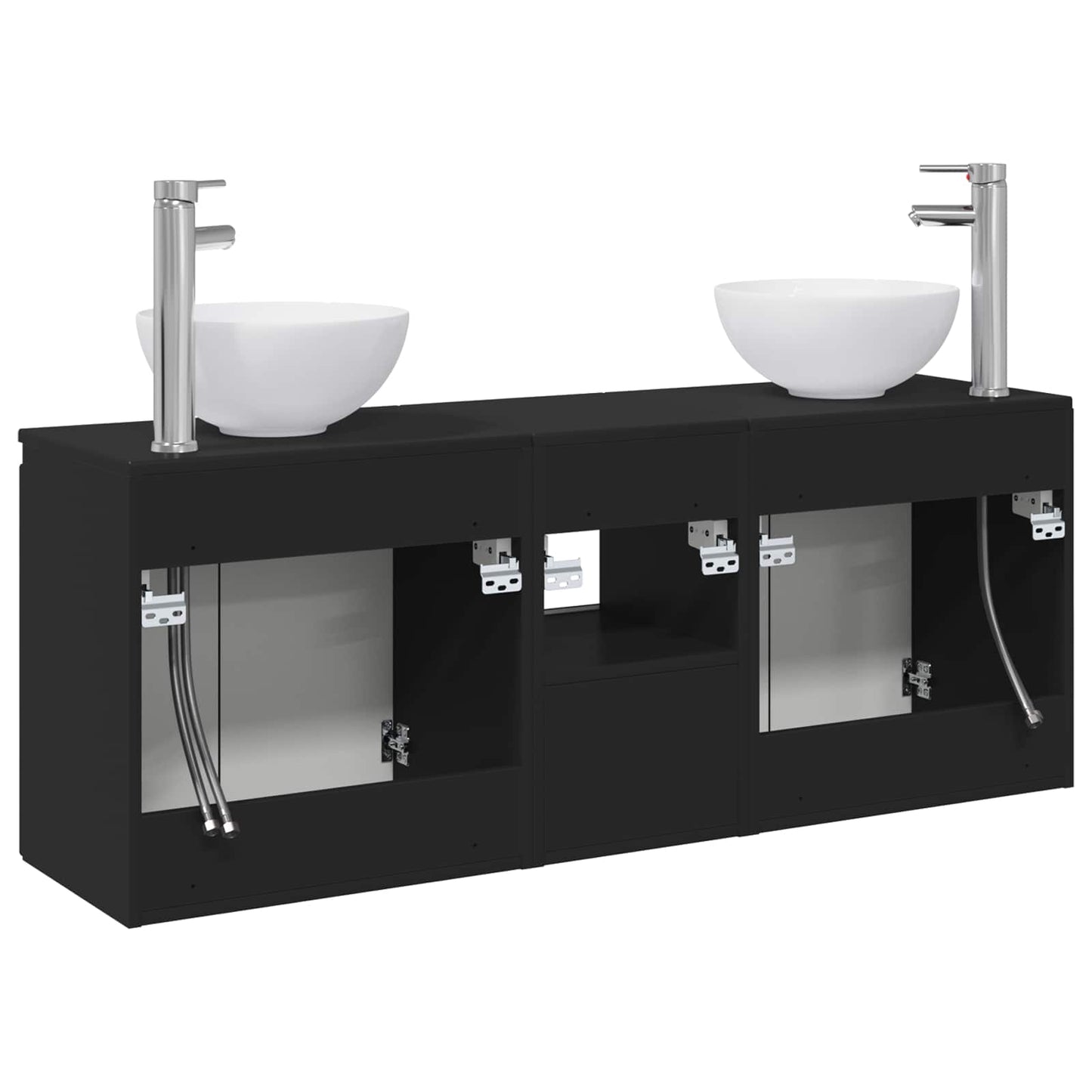 vidaXL Bathroom Cabinet Set 3 pcs Black 49.5 x 35 x 63 cm