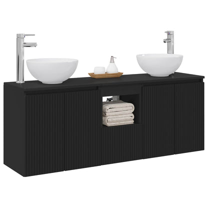 vidaXL Bathroom Cabinet Set 3 pcs Black 49.5 x 35 x 63 cm