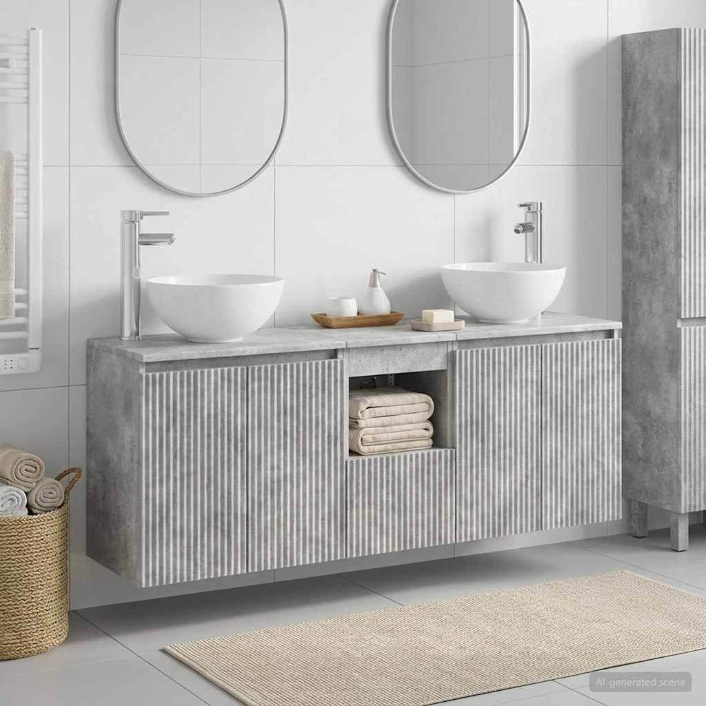 vidaXL Bathroom Cabinet Set 3 pcs Concrete Grey 49.5 x 35 x 63 cm