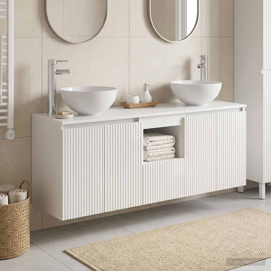 vidaXL Bathroom Cabinet Set 3 pcs High Gloss White 49.5 x 35 x 63 cm