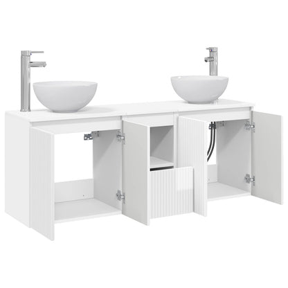 vidaXL Bathroom Cabinet Set 3 pcs High Gloss White 49.5 x 35 x 63 cm