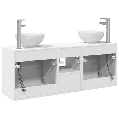 vidaXL Bathroom Cabinet Set 3 pcs High Gloss White 49.5 x 35 x 63 cm
