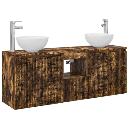 vidaXL Bathroom Cabinet Set 3 pcs Smoked Oak 49.5 x 35 x 63 cm