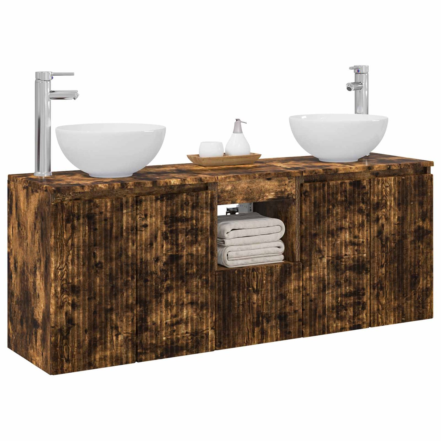 vidaXL Bathroom Cabinet Set 3 pcs Smoked Oak 49.5 x 35 x 63 cm