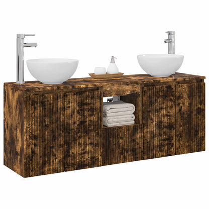 vidaXL Bathroom Cabinet Set 3 pcs Smoked Oak 49.5 x 35 x 63 cm