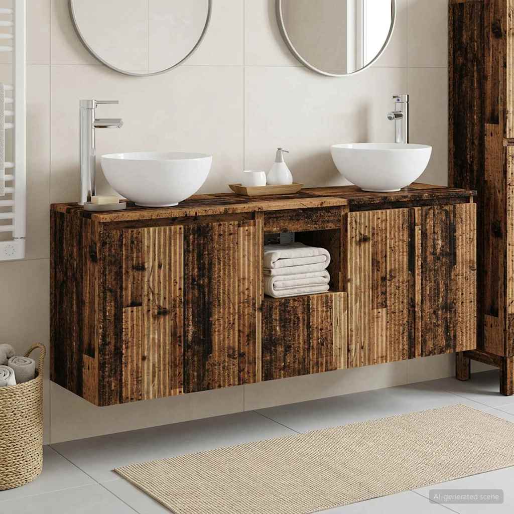 vidaXL Bathroom Cabinet Set 3 pcs Old Wood 49.5 x 35 x 63 cm