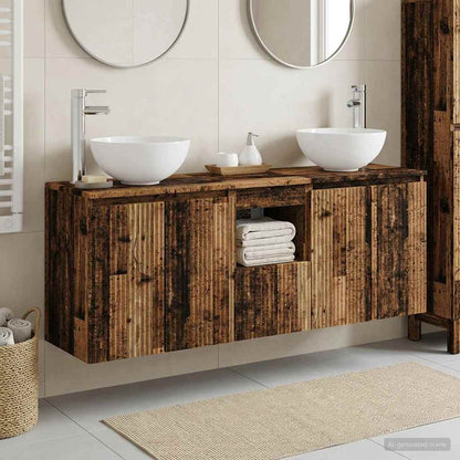 vidaXL Bathroom Cabinet Set 3 pcs Old Wood 49.5 x 35 x 63 cm
