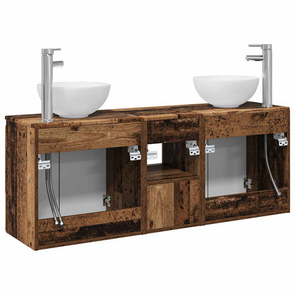 vidaXL Bathroom Cabinet Set 3 pcs Old Wood 49.5 x 35 x 63 cm
