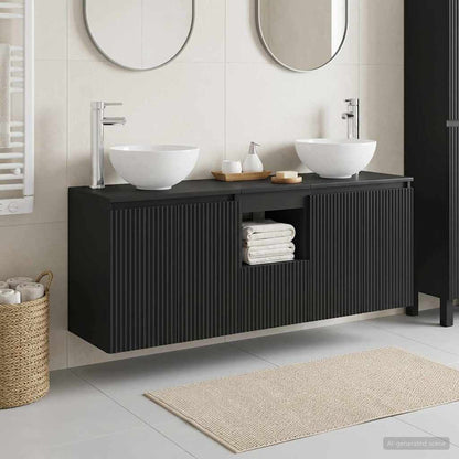 vidaXL Bathroom Cabinet Set 3 pcs Black 49.5 x 41 x 64.5 cm
