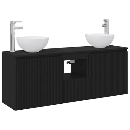 vidaXL Bathroom Cabinet Set 3 pcs Black 49.5 x 41 x 64.5 cm