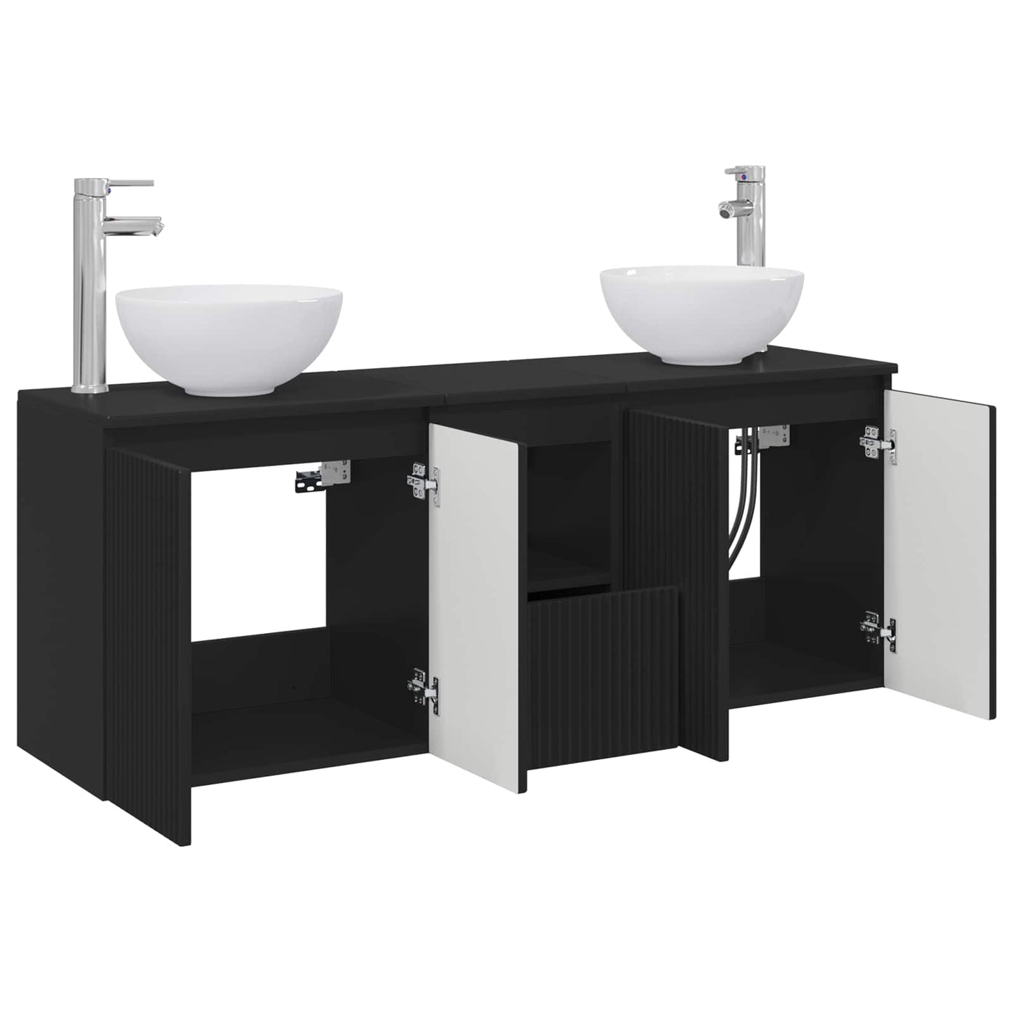 vidaXL Bathroom Cabinet Set 3 pcs Black 49.5 x 41 x 64.5 cm