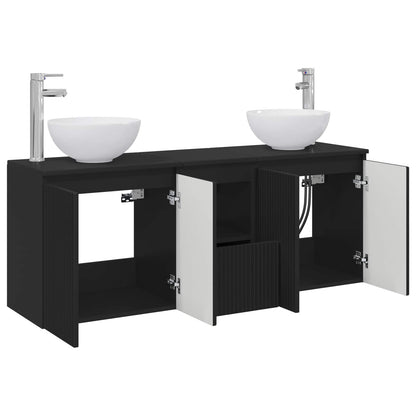 vidaXL Bathroom Cabinet Set 3 pcs Black 49.5 x 41 x 64.5 cm