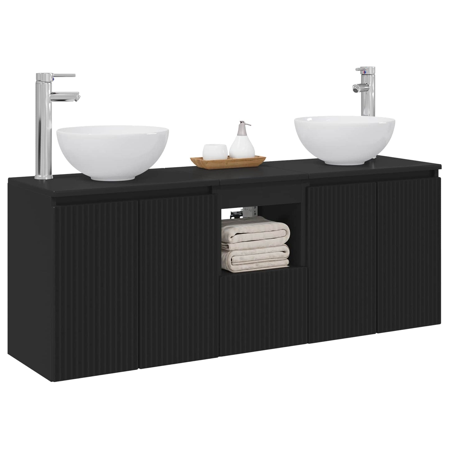 vidaXL Bathroom Cabinet Set 3 pcs Black 49.5 x 41 x 64.5 cm