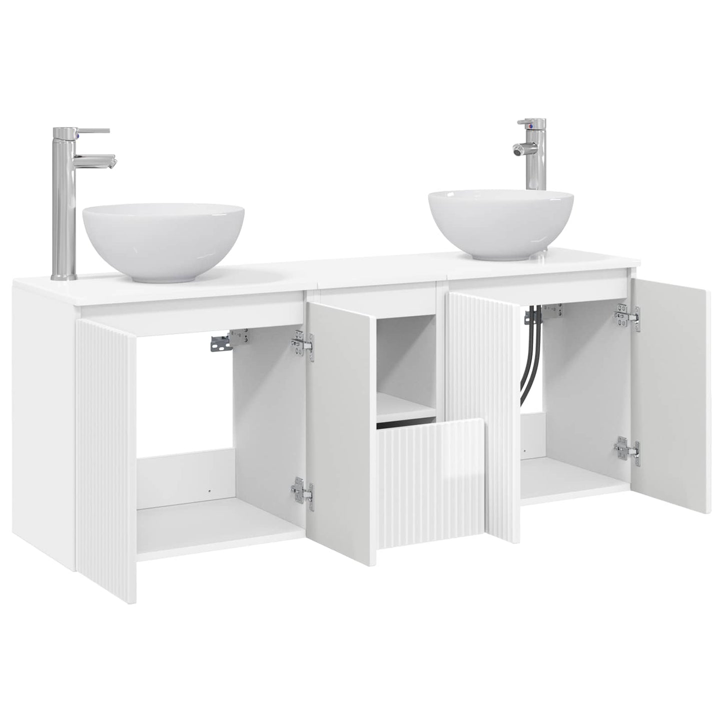 vidaXL Bathroom Cabinet Set 3 pcs High Gloss White 49.5 x 41 x 64.5 cm