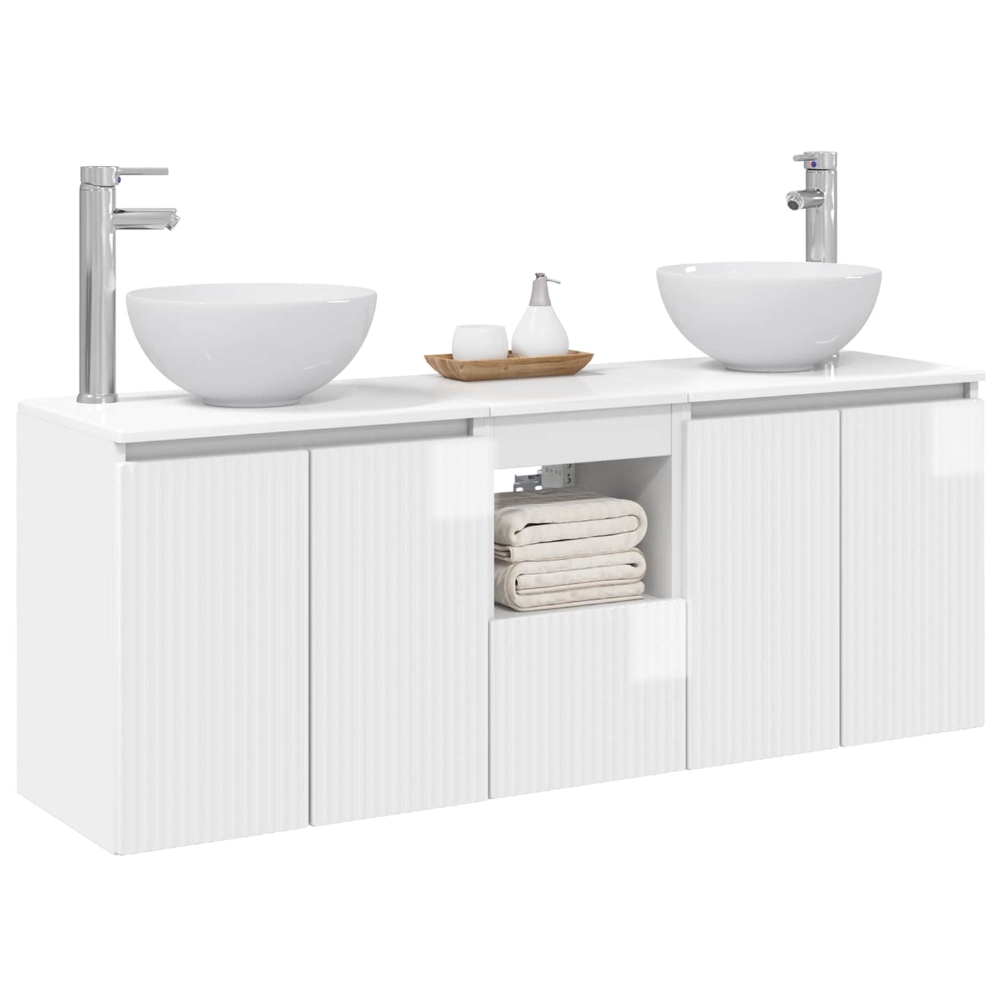vidaXL Bathroom Cabinet Set 3 pcs High Gloss White 49.5 x 41 x 64.5 cm