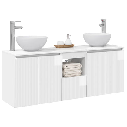 vidaXL Bathroom Cabinet Set 3 pcs High Gloss White 49.5 x 41 x 64.5 cm