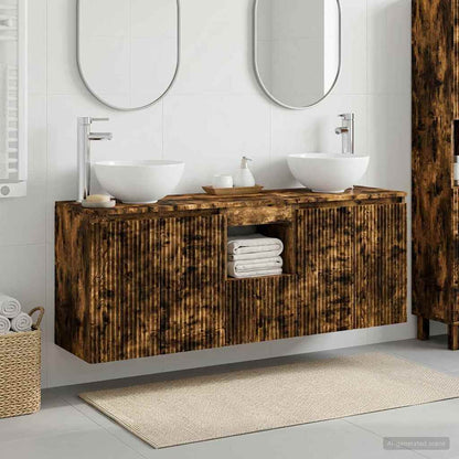 vidaXL Bathroom Cabinet Set 3 pcs Smoked Oak 49.5 x 41 x 64.5 cm