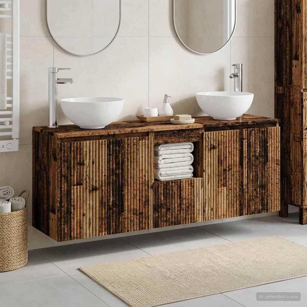 vidaXL Bathroom Cabinet Set 3 pcs Old Wood 49.5 x 41 x 64.5 cm