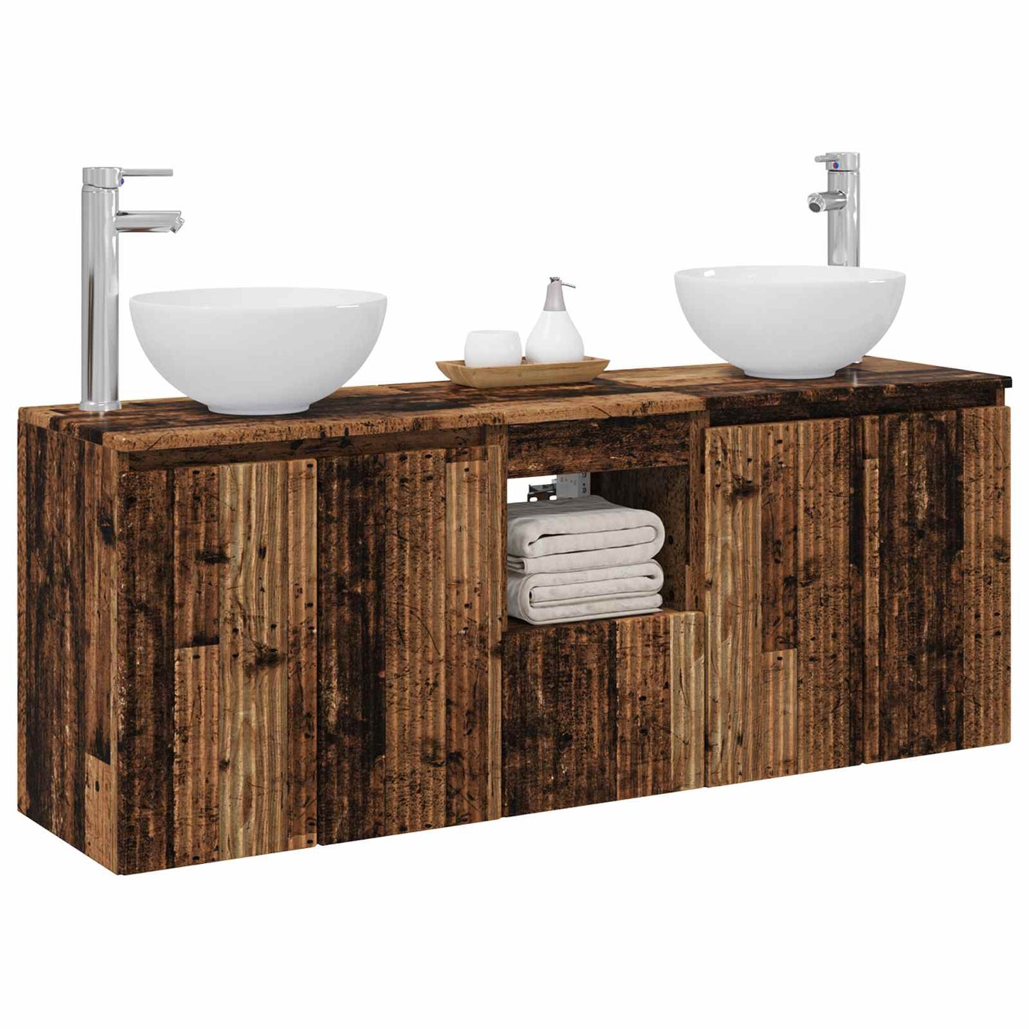 vidaXL Bathroom Cabinet Set 3 pcs Old Wood 49.5 x 41 x 64.5 cm