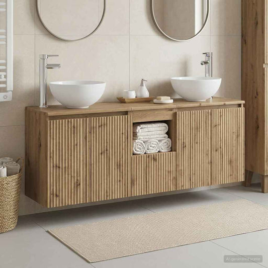 vidaXL Bathroom Cabinet Set 3 pcs Artisan Oak 129 x 41 x 80 cm