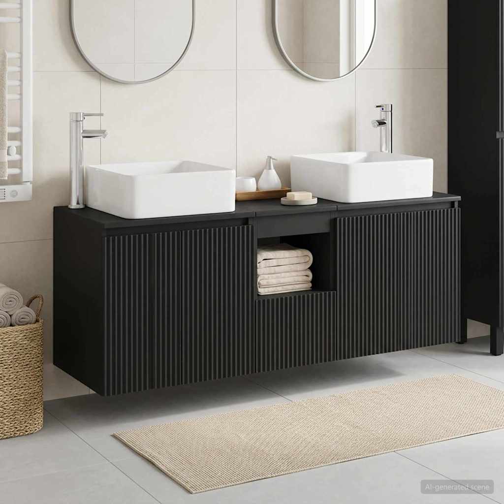 vidaXL Bathroom Cabinet Set 3 pcs Black 49.5 x 41 x 63 cm