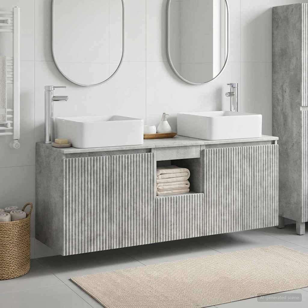 vidaXL Bathroom Cabinet Set 3 pcs Concrete Grey 49.5 x 41 x 63 cm