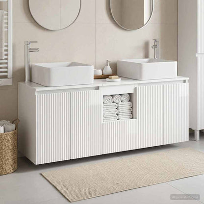 vidaXL Bathroom Cabinet Set 3 pcs High Gloss White 49.5 x 41 x 63 cm