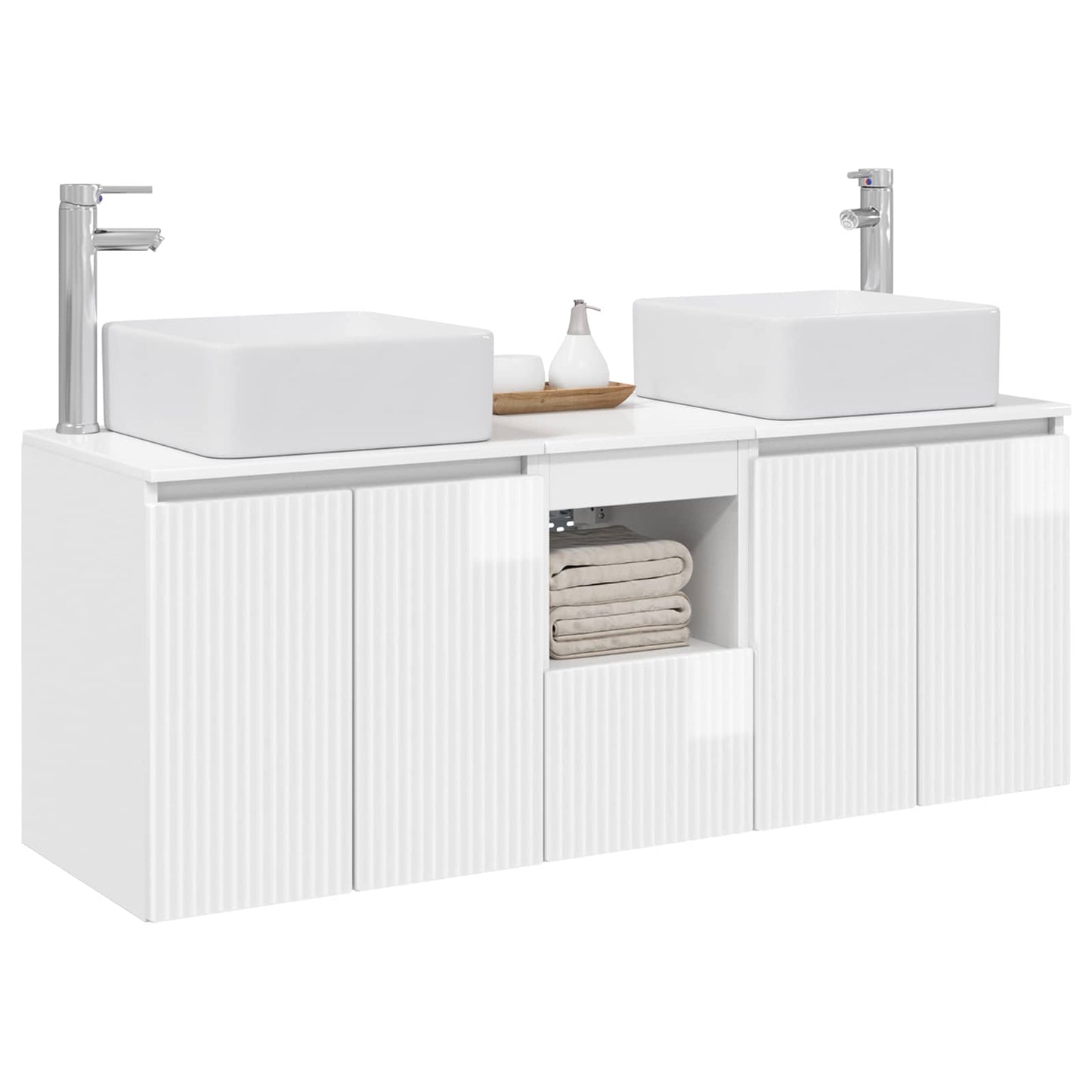 vidaXL Bathroom Cabinet Set 3 pcs High Gloss White 49.5 x 41 x 63 cm