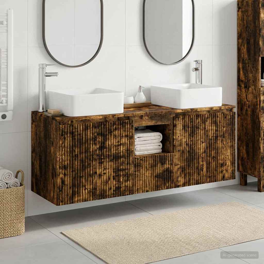 vidaXL Bathroom Cabinet Set 3 pcs Smoked Oak 49.5 x 41 x 63 cm