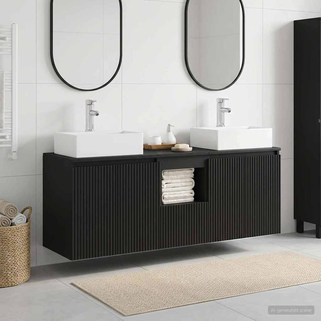vidaXL Bathroom Cabinet Set 3 pcs Black 49.5 x 41 x 62.5 cm