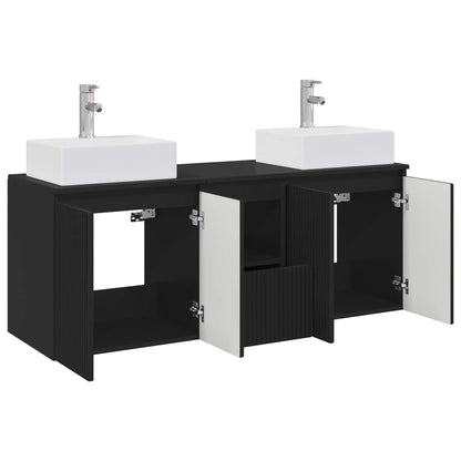 vidaXL Bathroom Cabinet Set 3 pcs Black 49.5 x 41 x 62.5 cm