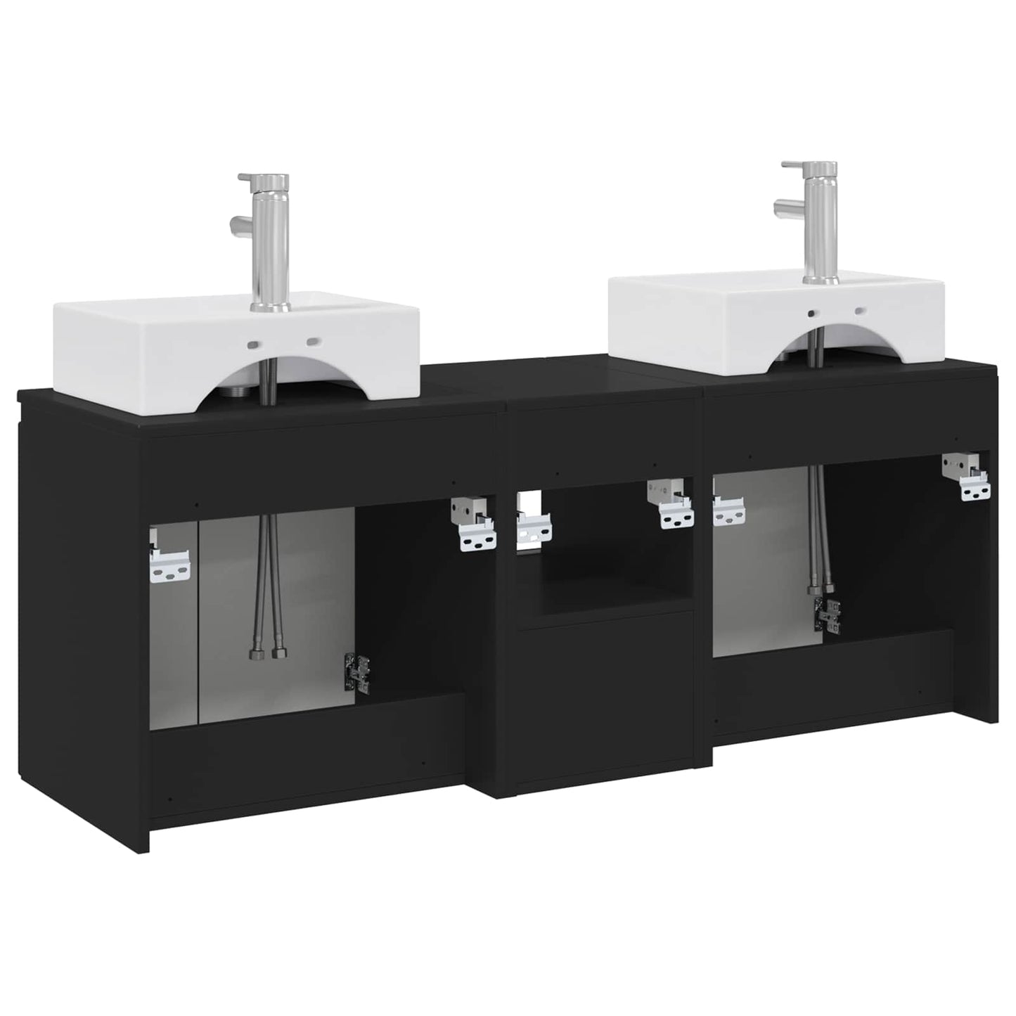 vidaXL Bathroom Cabinet Set 3 pcs Black 49.5 x 41 x 62.5 cm
