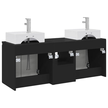 vidaXL Bathroom Cabinet Set 3 pcs Black 49.5 x 41 x 62.5 cm