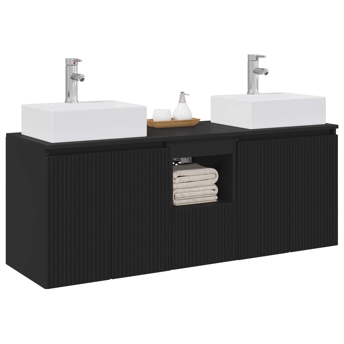 vidaXL Bathroom Cabinet Set 3 pcs Black 49.5 x 41 x 62.5 cm