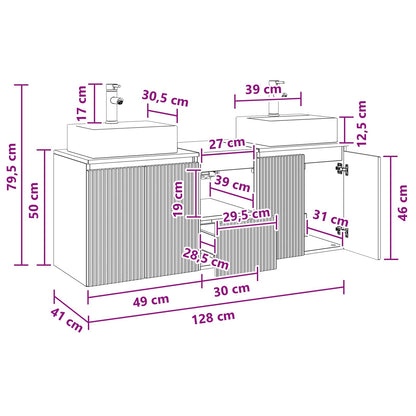 vidaXL Bathroom Cabinet Set 3 pcs Black 49.5 x 41 x 62.5 cm