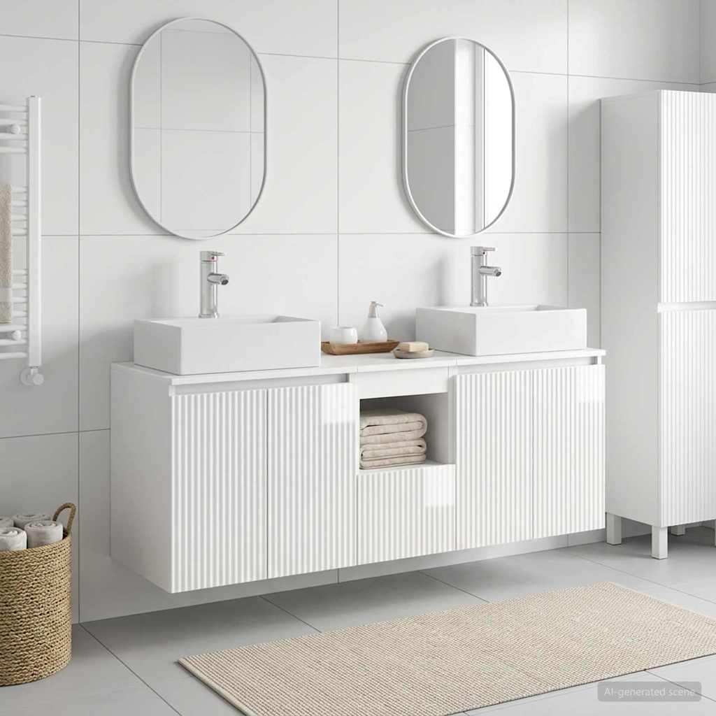 vidaXL Bathroom Cabinet Set 3 pcs High Gloss White 49.5 x 41 x 62.5 cm