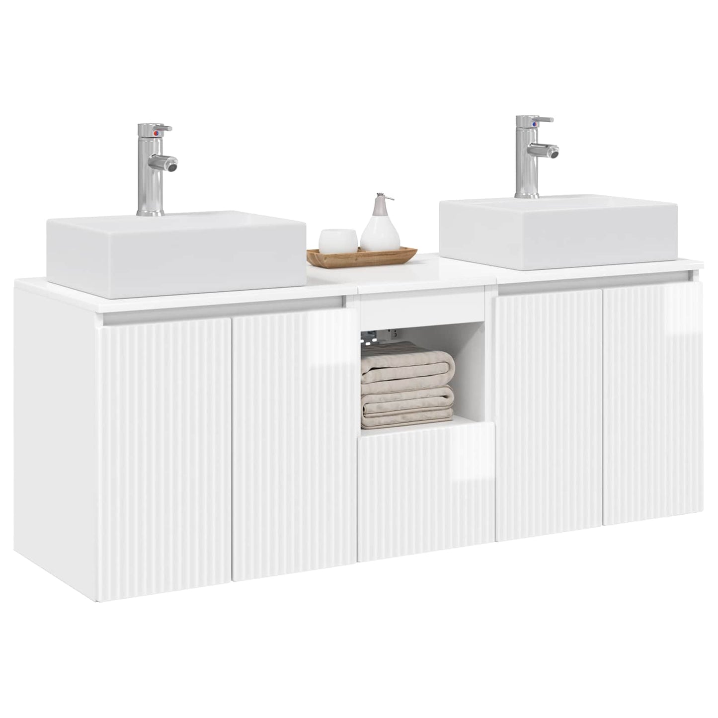 vidaXL Bathroom Cabinet Set 3 pcs High Gloss White 49.5 x 41 x 62.5 cm