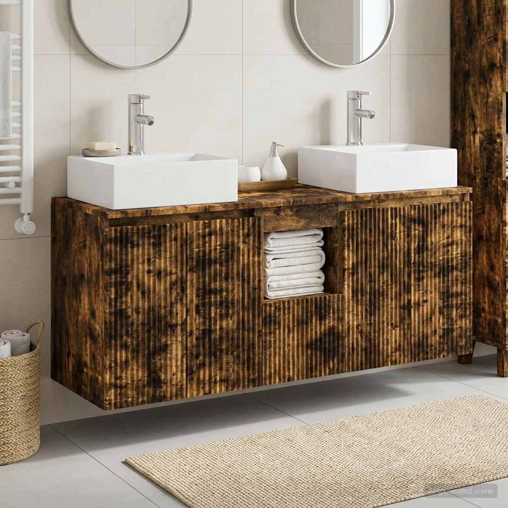 vidaXL Bathroom Cabinet Set 3 pcs Smoked Oak 49.5 x 41 x 62.5 cm