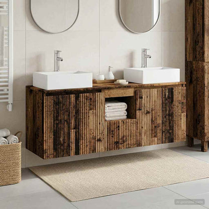 vidaXL Bathroom Cabinet Set 3 pcs Old Wood 49.5 x 41 x 62.5 cm