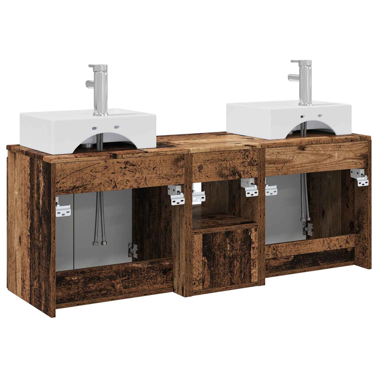 vidaXL Bathroom Cabinet Set 3 pcs Old Wood 49.5 x 41 x 62.5 cm