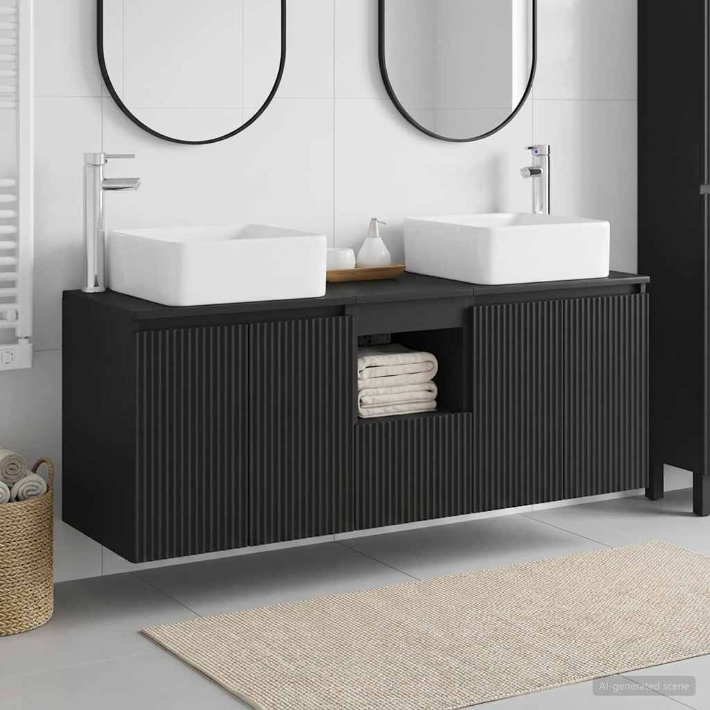 vidaXL Bathroom Cabinet Set 3 pcs Black 53 x 35 x 63 cm