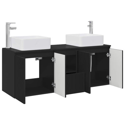 vidaXL Bathroom Cabinet Set 3 pcs Black 53 x 35 x 63 cm