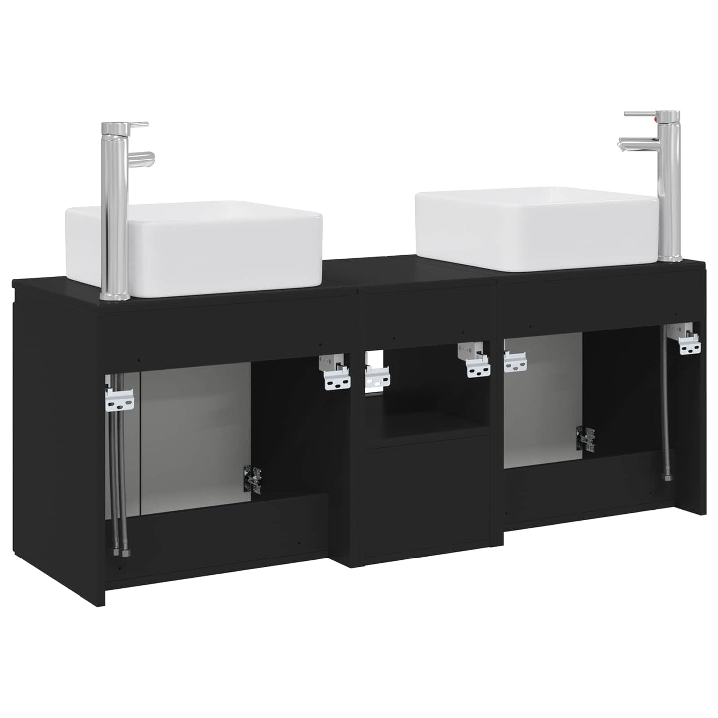 vidaXL Bathroom Cabinet Set 3 pcs Black 53 x 35 x 63 cm