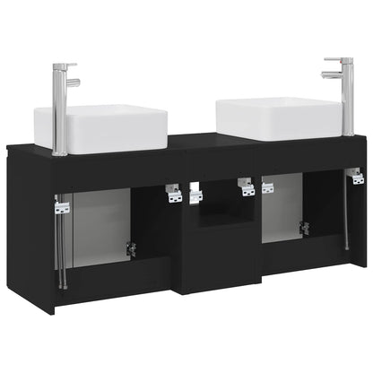 vidaXL Bathroom Cabinet Set 3 pcs Black 53 x 35 x 63 cm
