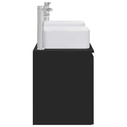 vidaXL Bathroom Cabinet Set 3 pcs Black 53 x 35 x 63 cm