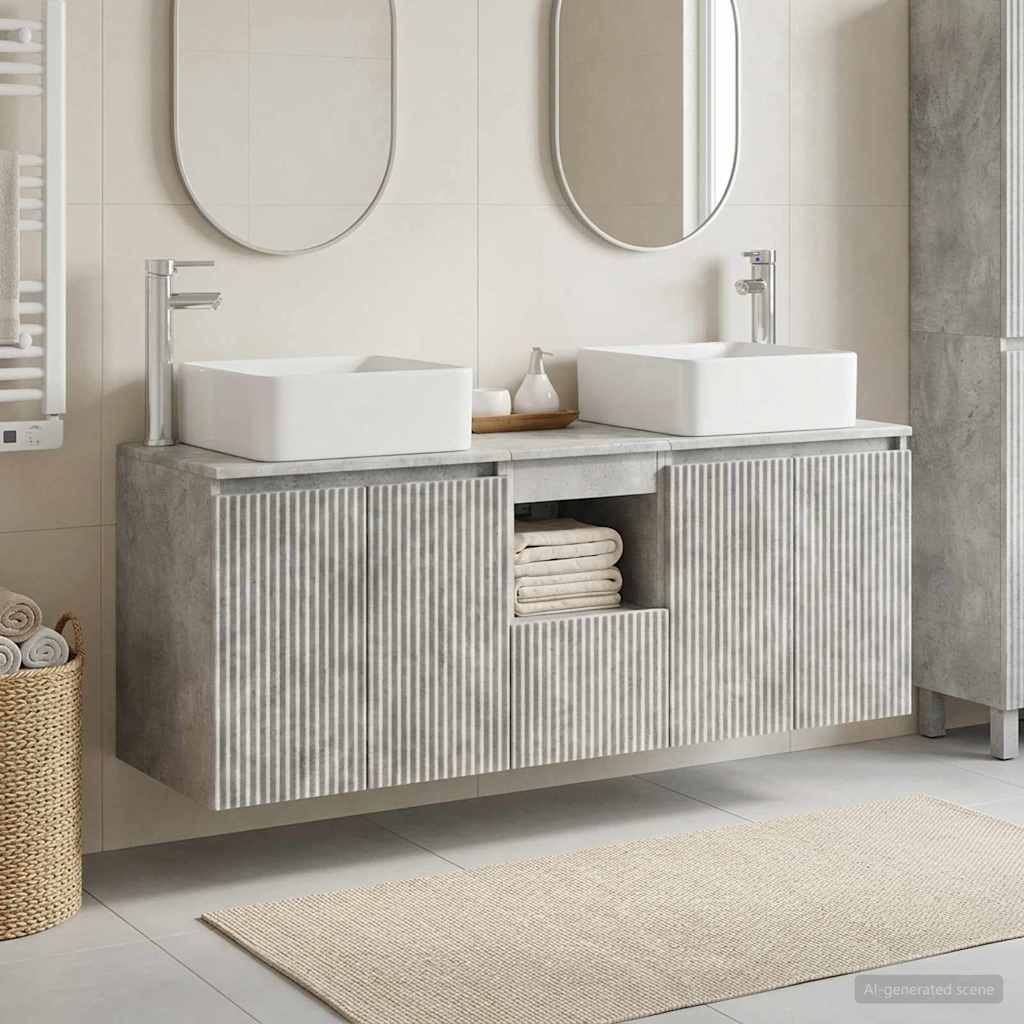 vidaXL Bathroom Cabinet Set 3 pcs Concrete Grey 53 x 35 x 63 cm